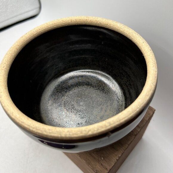 Studio Pottery Stoneware two piece jar vessel container purple glaze - Picture 5 of 12